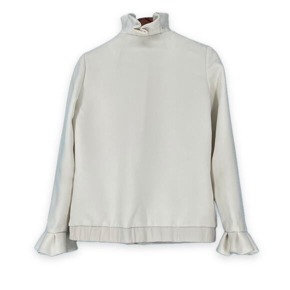 Ted Baker London Lydiah Crepe Ruffle Bomber Jacket Ivory size 2 - Picture 6 of 11